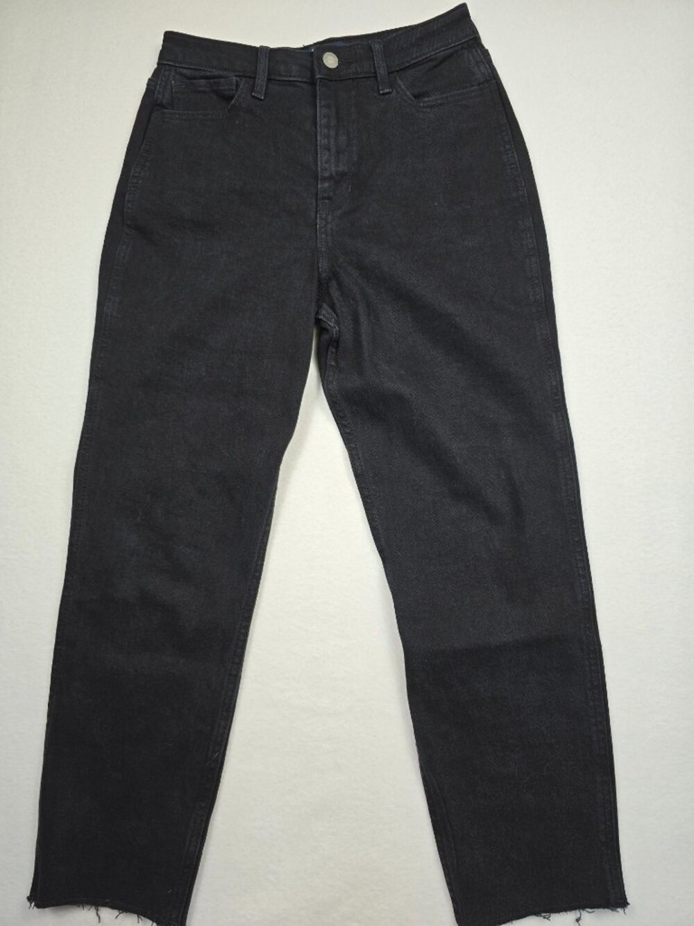 Hollister Ultra High-Rise Mom Jeans 25x25 Black Denim Vintage Stretch Raw Hem 1S